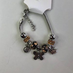 Antique style butterfly charm bracelet